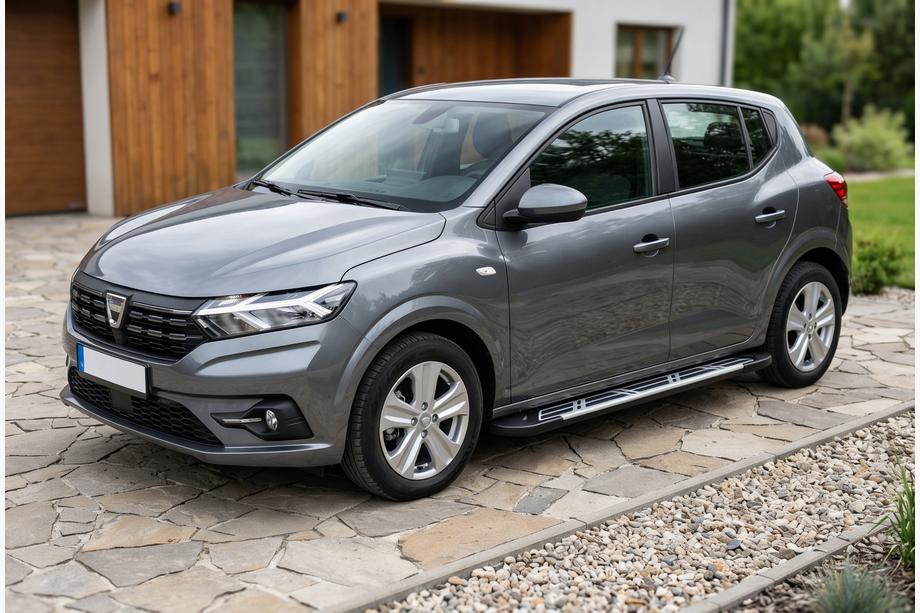 Dacia Sandero 2021- гг. Боковые Подножки Sunrise (2 шт., Алюминий) Фото 1