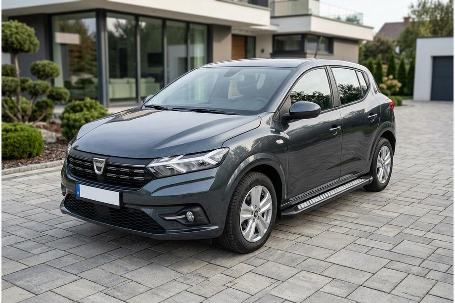 Dacia Sandero 2021- гг. Боковые Подножки Vision New Black (2 шт., Алюминий) Image