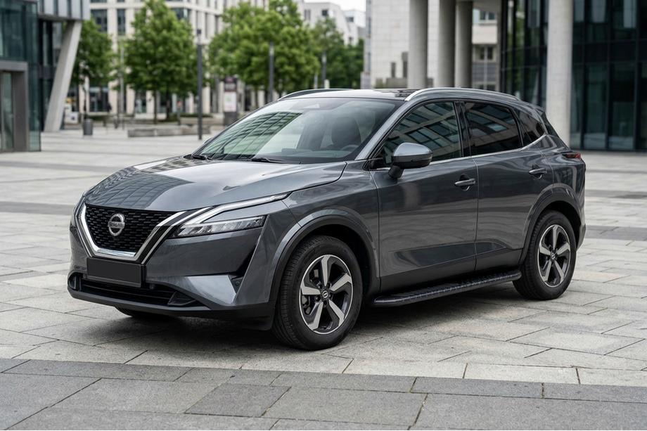 Nissan Qashqai 2021- гг. Боковые пороги Bosphorus Black (2 шт., алюминий) Image