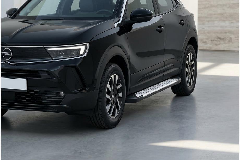 Opel Mokka 2021- гг. Боковые пороги Allmond Grey (2 шт., алюминий) Image