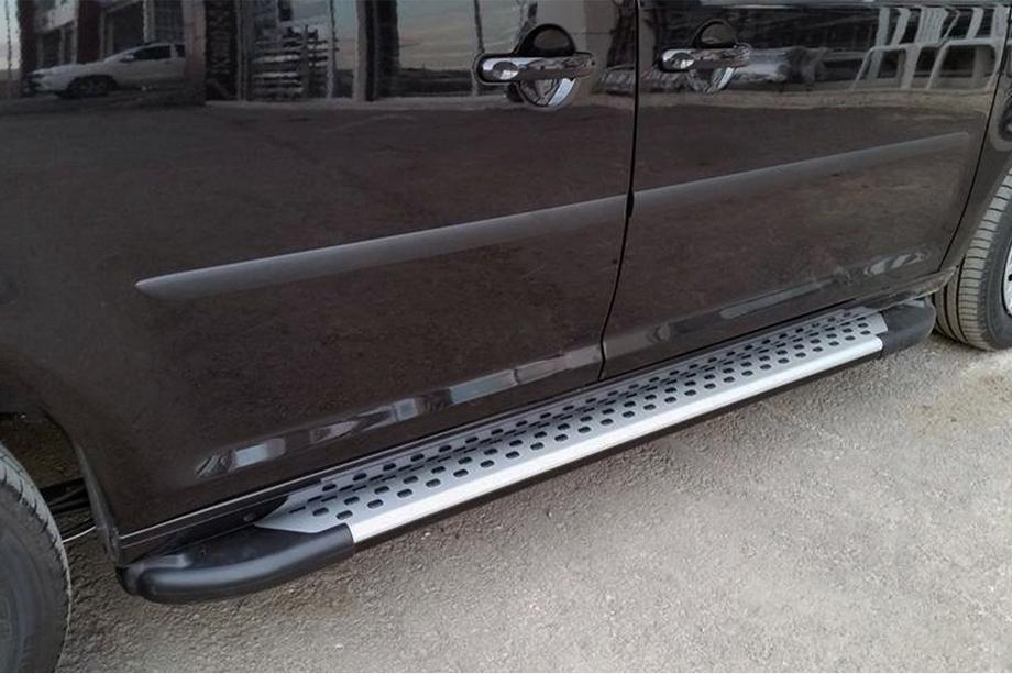 Volkswagen Caddy 2020- гг. Боковые пороги Allmond Grey (2 шт., алюминий) Image