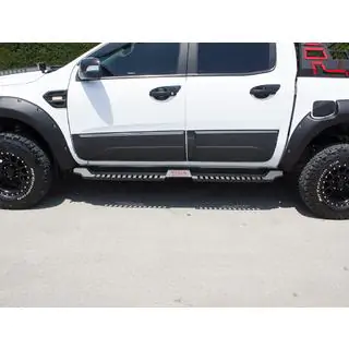 Боковые пороги Dakar V2 без LED (2 шт, металл) Mitsubishi L200 2006-2015 гг. фото 2