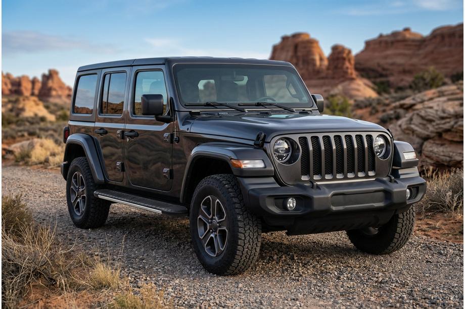 Jeep Wrangler 2018- гг. Боковые пороги Bosphorus Grey (2 шт., алюминий) Image