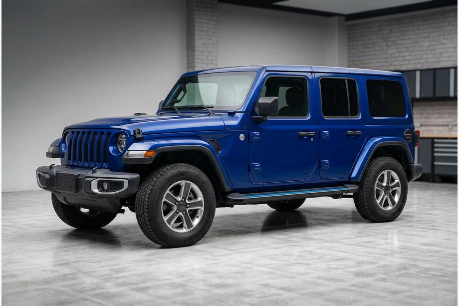 Jeep Wrangler 2018- гг. Боковые Подножки Maya Blue (2 шт., Алюминий) Image