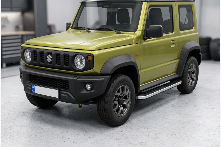 Suzuki Jimny 2018- гг. Боковые Подножки Tayga Grey (2 шт., Алюминий) Image
