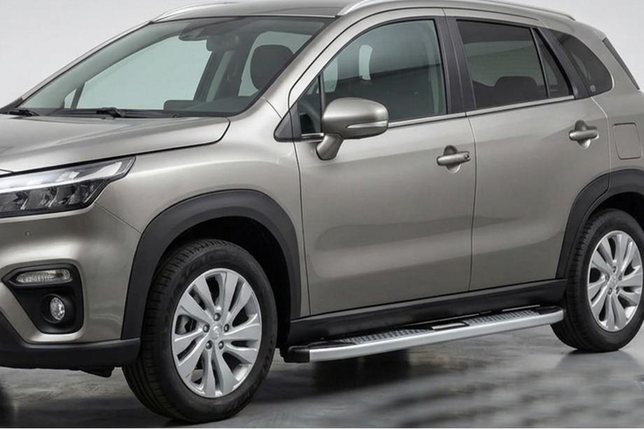 Suzuki SX4 S-Cross 2021- гг. Боковые Подножки Mevsim Grey (2 шт., Алюминий) Image