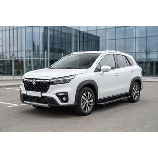 Боковые Подножки Allmond Black (2 шт., Алюминий) Suzuki SX4 S-Cross 2021- гг. фото 1