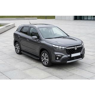 Боковые Подножки Tayga Black (2 шт., Алюминий) Suzuki SX4 S-Cross 2021- гг. фото 1