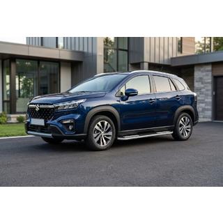 Боковые Подножки Tayga V2 (2 шт., Алюминий) Suzuki SX4 S-Cross 2021- гг. фото 1