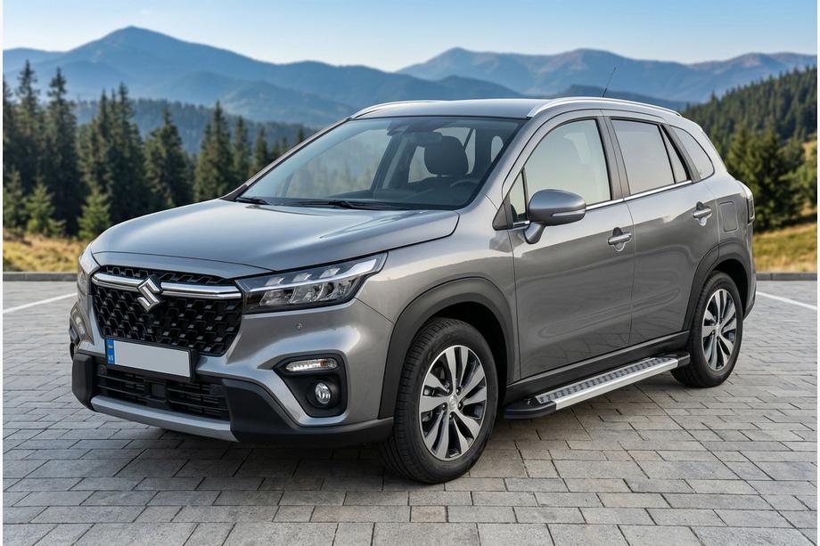 Suzuki SX4 S-Cross 2021- гг. Боковые Подножки Vision New Grey (2 шт., Алюминий) Фото 1