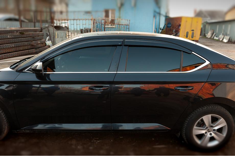 Skoda Superb 2015-2024 гг. Ветровики SD (4 шт., Sunplex Sport) Фото 4