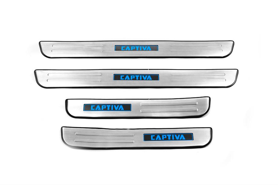 Chevrolet Captiva 2006-2019 гг. Накладки на пороги Libao LED (2006-2011, 4 шт, нержавейка) Фото 2