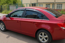 Chevrolet Cruze 2009–2015 гг. Ветровики с хромированным молдингом SD (4 шт, ABM) фото 1