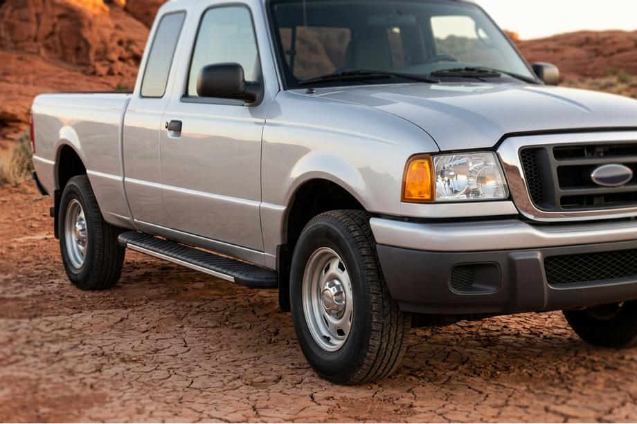 Ford Ranger 2002-2006 гг. Боковые пороги Bosphorus Grey (2 шт., алюминий) Image