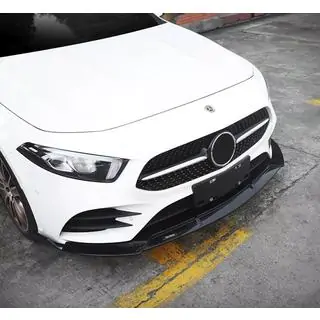Передний спойлер-накладка (для AMG-Line 2018-2021, Черный) фото 2