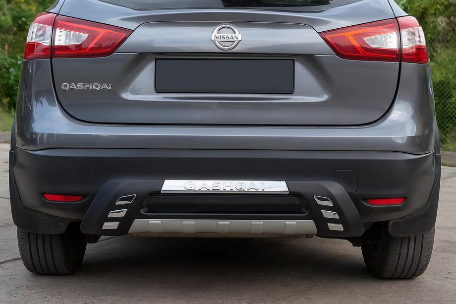 Nissan Qashqai 2014-2021 гг. Задняя накладка бампера Libao 2014-2016 (пластик) Фото 1
