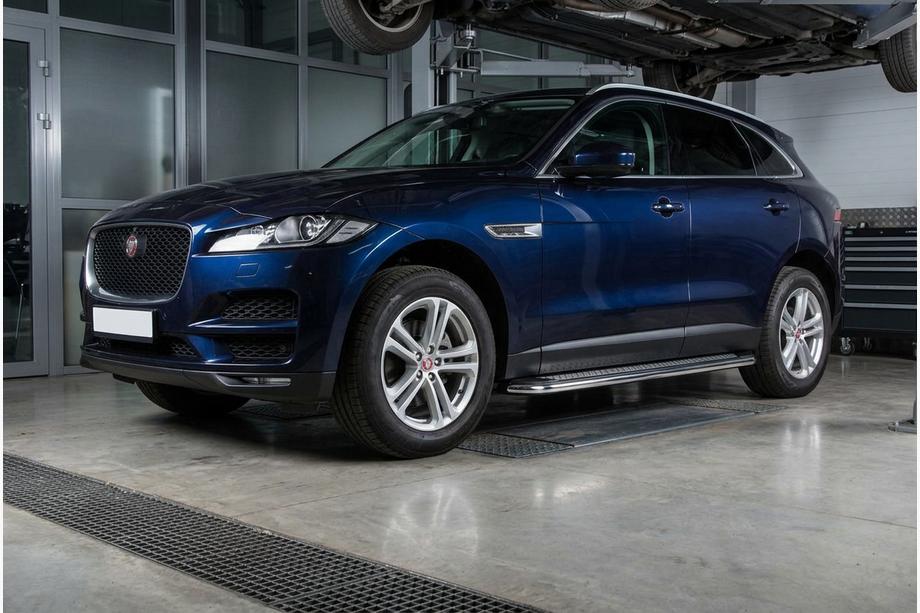 Jaguar F-PACE 2016- гг. Боковые Подножки Maydos V2 (2 шт., Алюминий) Фото 1