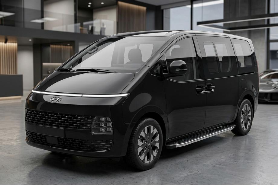 Hyundai Staria 2021- гг. Боковые Подножки BlackLine (2 шт., Алюминий) Image
