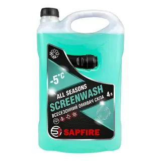 Всесезонная жидкость омывателя стекла -5°C 4 л SAPFIRE лайм (401172)