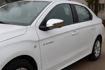 Citroen C-Elysee 2013-2022 гг. Накладки на Зеркала (2 шт, Нержавеющая Сталь) фото 1