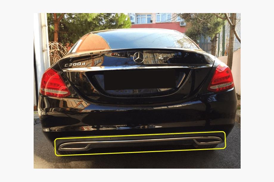 Mercedes C-class W205 2014-2021 гг. Накладка на кромку заднего бампера V2 нержавейка Image